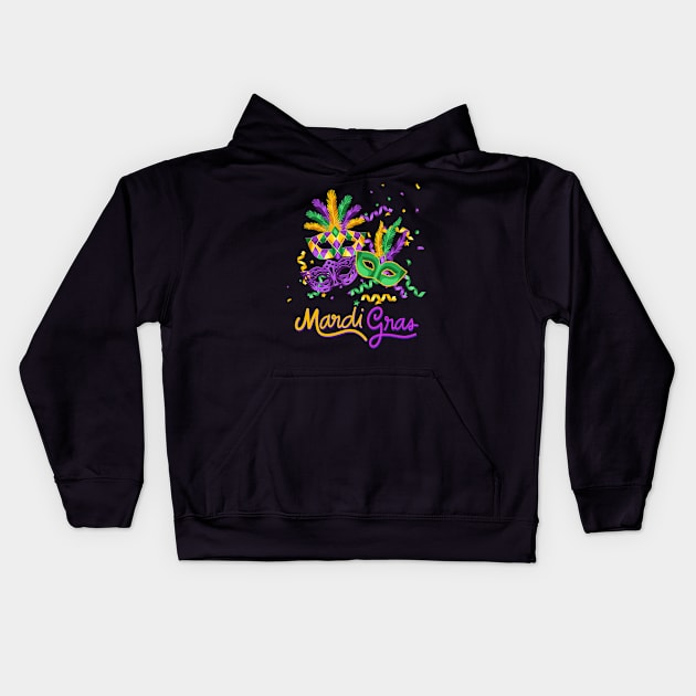 Mardi Gras Kids Hoodie by NorseMagic